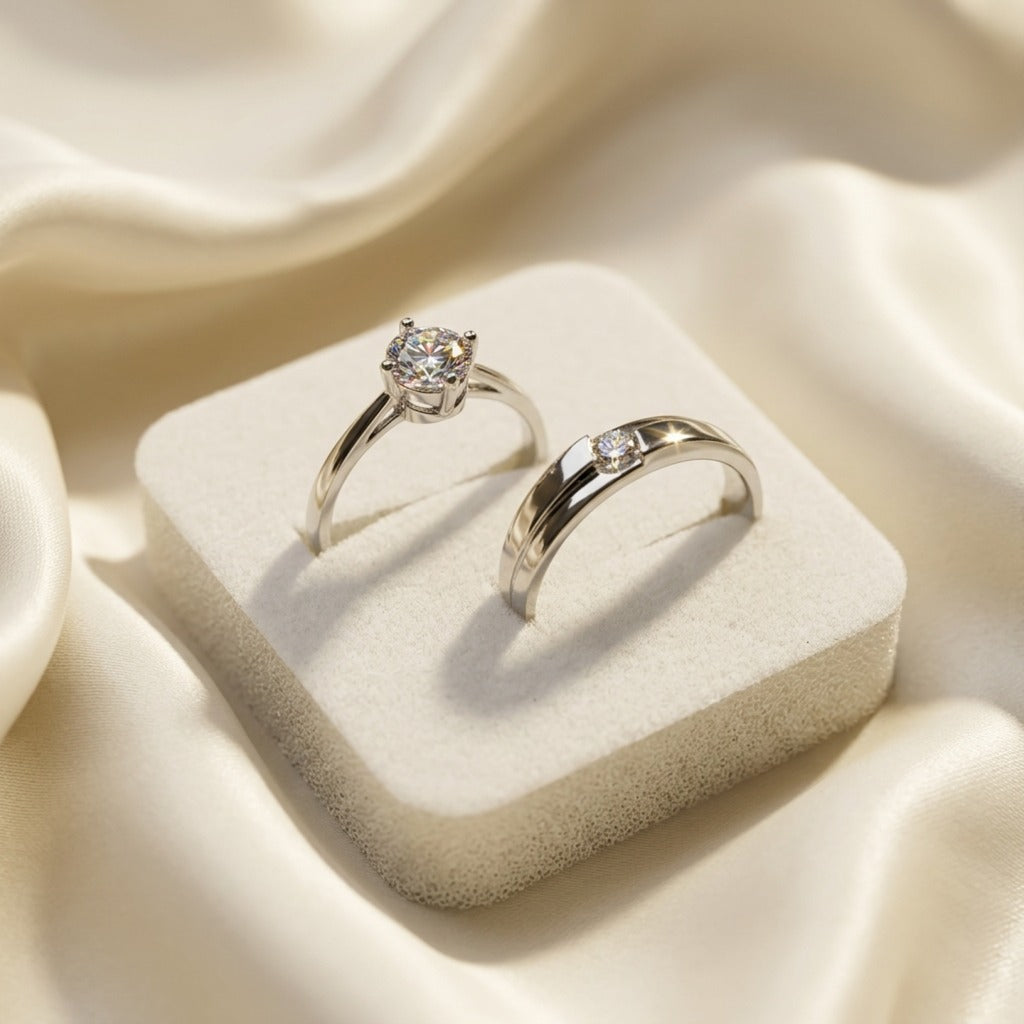High quality, adjustable, silver-plated Couple Ring