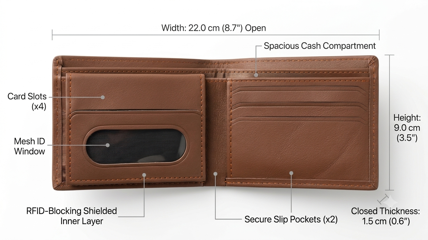 Premium Men's Leather Bifold Wallet